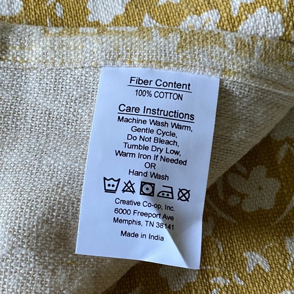 Creative Co-Op Yellow Waffle Weave Kitchen Towel with Ruffle